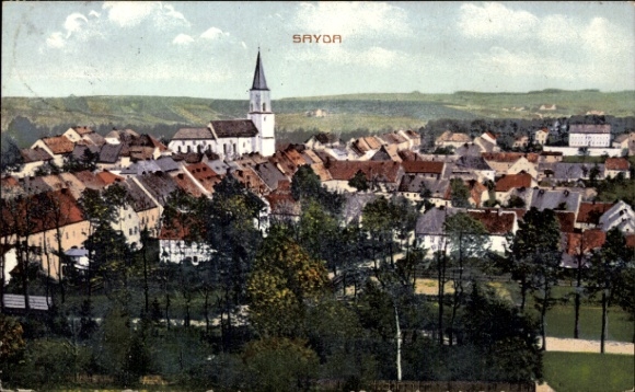 Ak Sayda im Erzgebirge, Gesamtansicht, Kirche