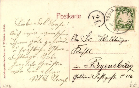 Postcard Roding in the Upper Palatinate, general view, partial views