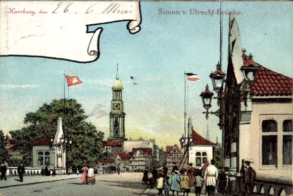 Postcard Hamburg, Simon von Utrecht Bridge