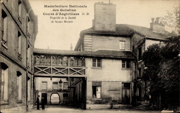 Ansichtkaart Parijs XIII., Manufacture Nationale des Gobelins, Cours d'Angivillers