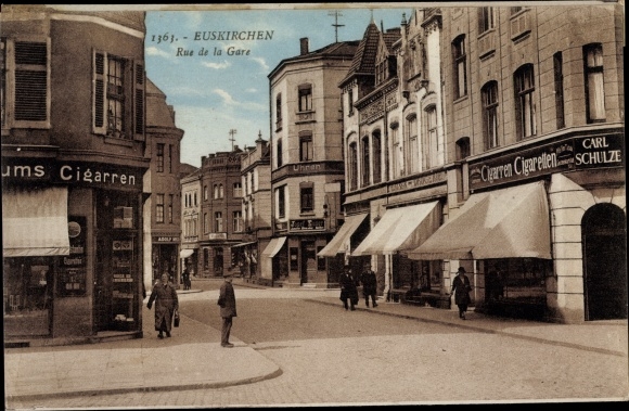 Ak Euskirchen in Noordrijn-Westfalen, Rue de la Gare, sigarenwinkel, eigenaar Carl Schulze