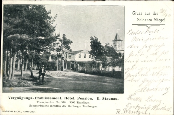 Postcard Hamburg Harburg, entertainment establishment Goldene Wiege, hotel, guesthouse
