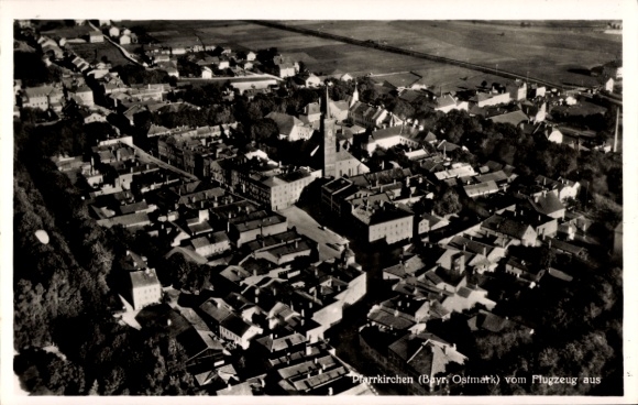 Postcard Pfarrkirchen in Niederbayern, aerial photograph