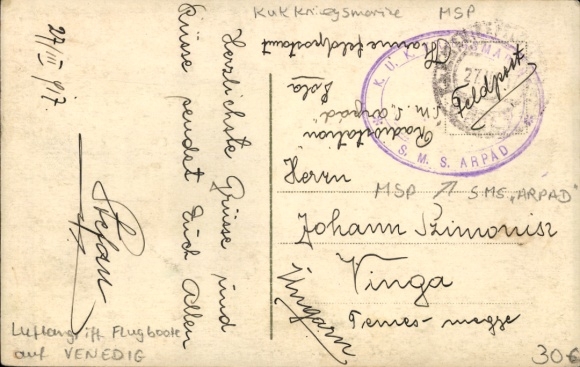 Artist Postcard Successful air raid by Austro-Hungarian naval aircraft on Venice