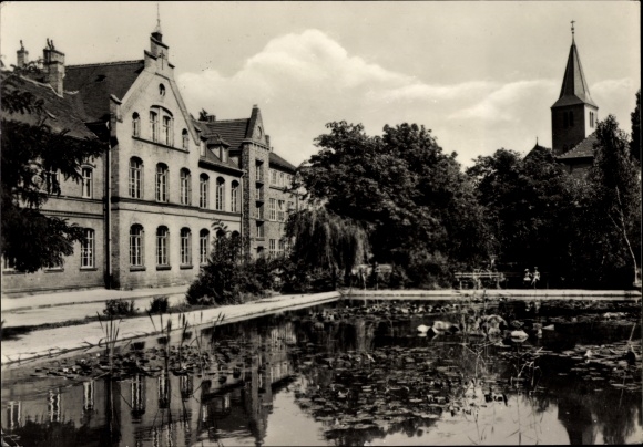Ak Sandersdorf Brehna in Saksen-Anhalt, August Bebel School