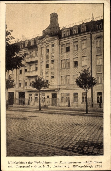 PC Berlin Lichtenberg, central building of the residential buildings of the Berlin consumer cooperative, Rittergutstrasse