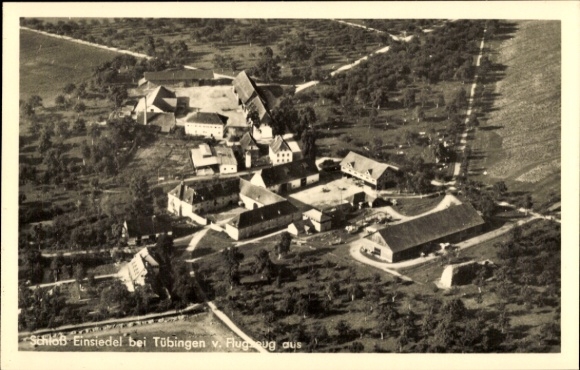 Ak Kirchentellinsfurt in Württemberg, Schloss Einsiedel, Schulungslager, Fliegeraufnahme