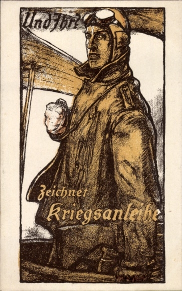 Artist Postcard Erler, And you?, Subscribes to war bonds, fighter pilot