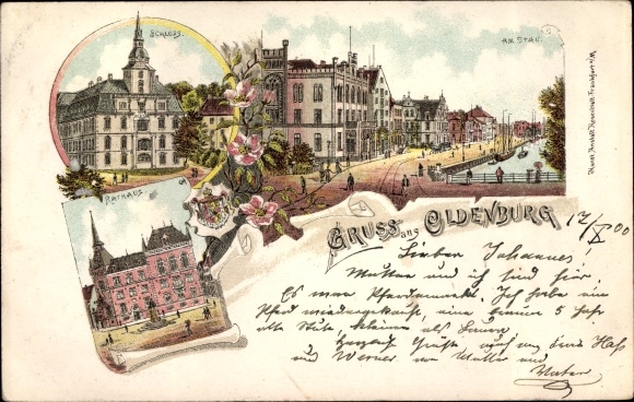 Chromo-Litho Oldenburg in the Grand Duchy of Oldenburg, Am Stau, Schloss, Rathaus