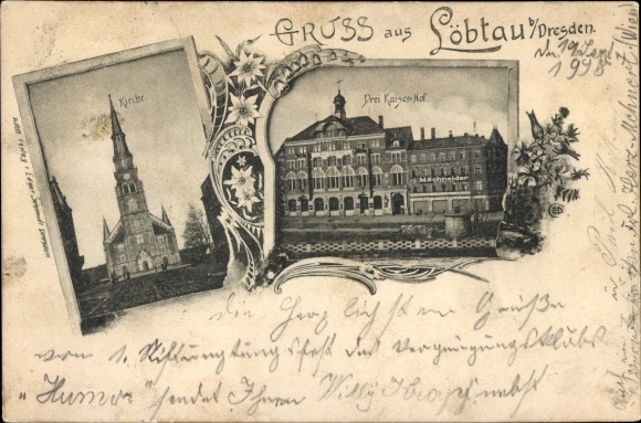 Briefkaart Dresden Löbtau, kerk, het keizerlijke hof
