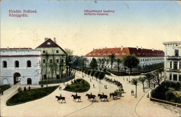 Postcard Hradec Králové Königgrätz town, artillery barracks
