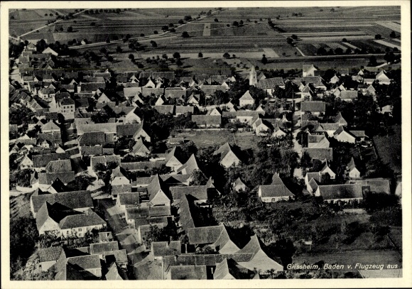 Postcard Grißheim Neuenburg am Rhein Baden, aerial photograph