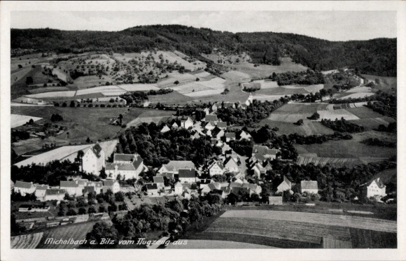 Ak Michelbach an der Bilz Württemberg, Landschaftsaufnahme,  Luftaufnahme vom Flugzeug