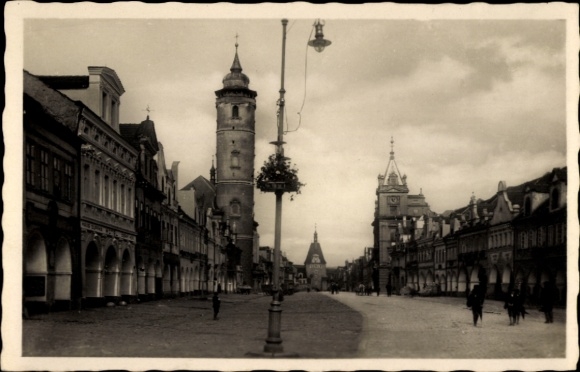 Ak Domažlice Taus Region Pilsen, Straßenansicht