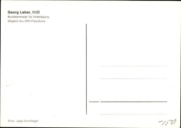 Picture politician Georg Leber, Federal Minister of Transport, SPD, autograph