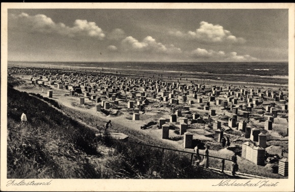Postcard Nordseebad Juist in Ostfriesland, tent beach