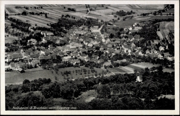 Postcard Neibsheim Bretten in Baden, aerial photograph