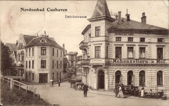PC Cuxhaven in Lower Saxony, Deichstraße, Hotel Hohenzollern Hof, owner Otto Stahn, Ostermanns Hotel