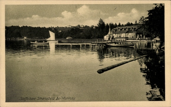 Postcard Murnau am Staffelsee, Staffelsee lido