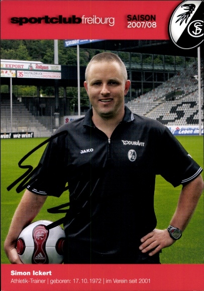 Autogrammkarte Athletiktrainer Simon Ickert, SC Freiburg, Autogramm