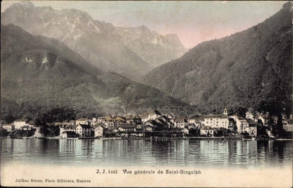 Kanton Ak Saint Gingolph Valais, widok ogólny, domy