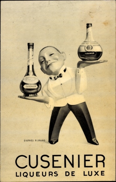 Postcard advertising, Cusenier, luxury liqueurs