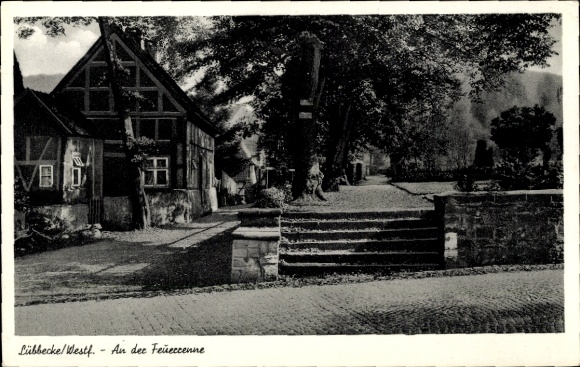 Postcard Lübbecke in East Westphalia, An der Feuerrenne, street section