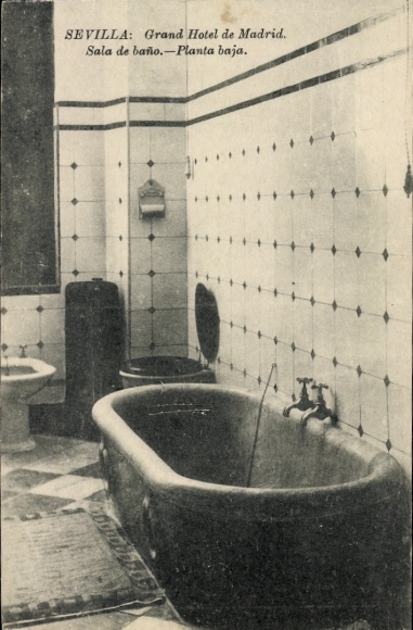 Postcard Sevilla Andalucía, Grand Hotel de Madrid, Sala de baño