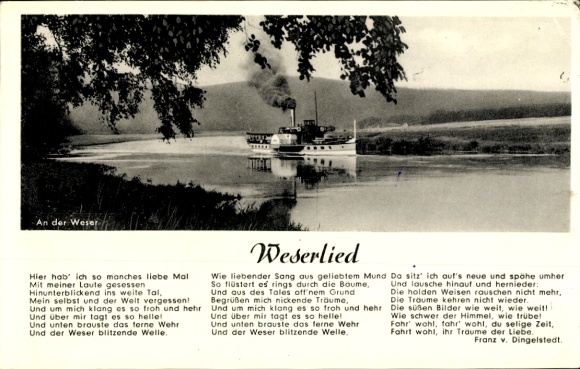Song KP Weserlied, on the Weser, steamer