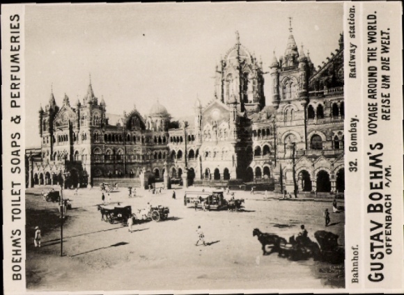 foto Mumbai Bombay India, treinstation, reclame voor Boehm's Toilet Soap