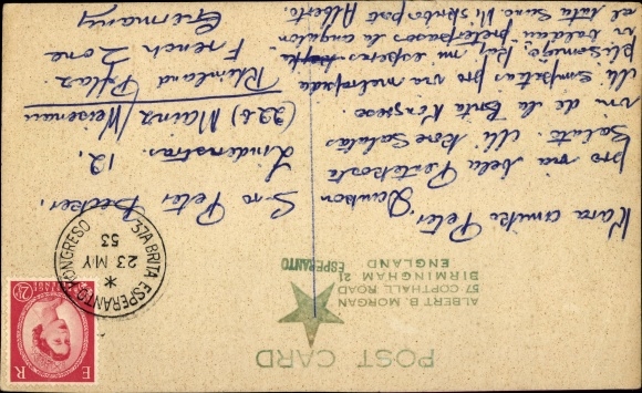 Artist Postcard Esperanto and music that can be understood worldwide, The only stranger