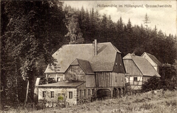 Postcard Großschweidnitz in Sachsen, Höllengrund, Höllenmühle