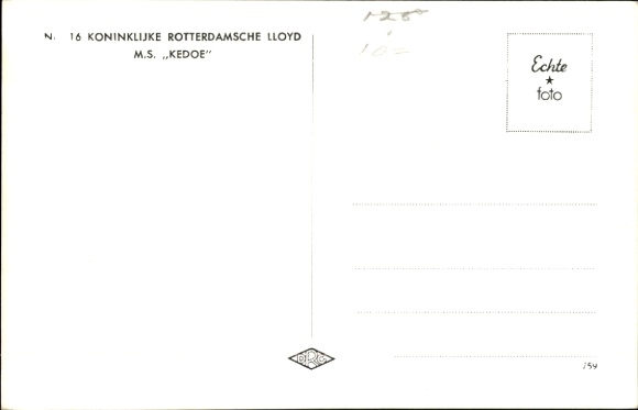 Ak Koninklijke Rotterdamsche Lloyd, KRL, MS Kedoe, vrachtschip