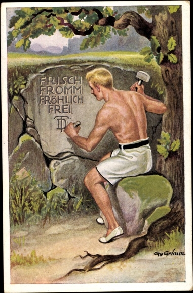Künstler Ak Grimm, Gg., Frisch fromm fröhlich frei, 14 Oberlausitzer Gauturnfest 1923