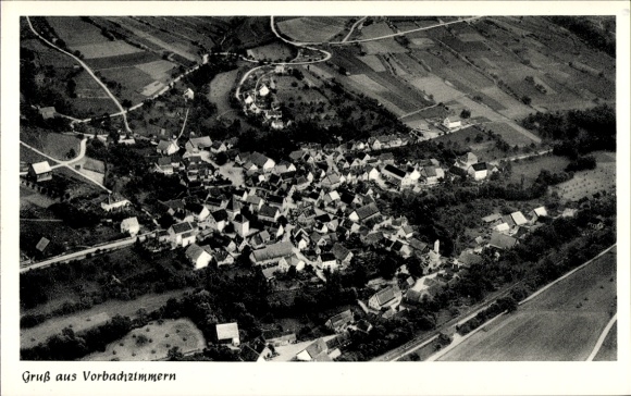 Postcard Vorbachzimmern Niederstetten, aerial photograph