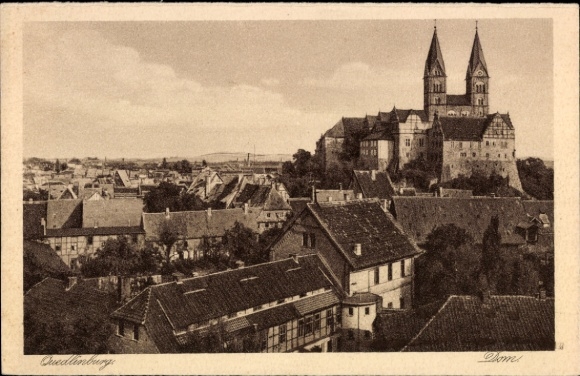 Quedlinburg in het Harzgebergte, kathedraal, stadsgezicht, gebouwen