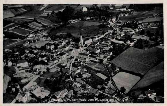 Postcard Freyung in the Bavarian Forest, aerial photograph