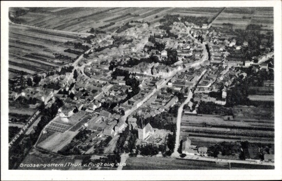 Postcard Großengottern in Thuringia, aerial photograph