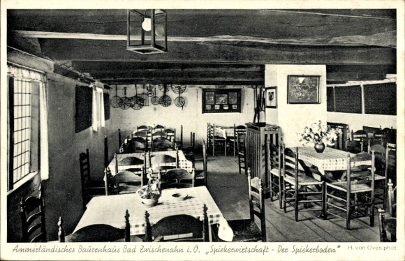 Postcard Bad Zwischenahn in Oldenburg, Ammerland farmhouse, Spiekerwirtschaft, interior view, H.