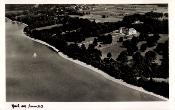 Postcard Buch Inning am Ammersee, aerial photograph