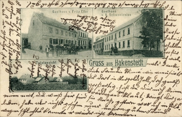 Ak Hakenstedt Erxleben Sachsen Anhalt, Gasthaus Fritz Elbe, Gasthaus v. H. Schwentesius