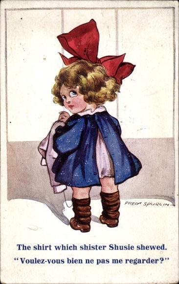 Artist Postcard Spurgin, Fred, The shirt which sister Shusie shewed