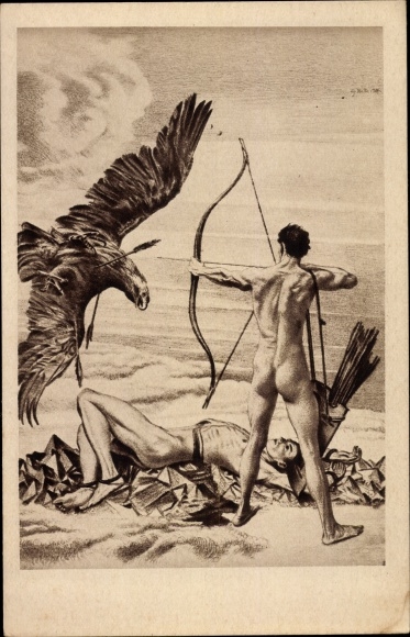 Artist PC Müller, Richard Perseus frees Prometheus, Greek mythology