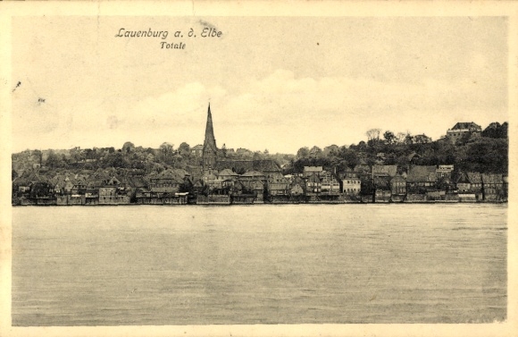 Postcard Lauenburg an der Elbe, total view, tower