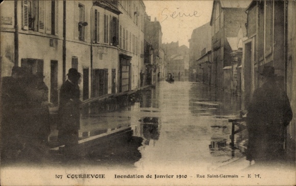 PC Courbevoie Hauts de Seine, Inondation de Janvier 1910, Rue Saint-Germain