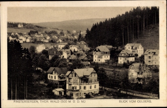 Postcard Finsterbergen Friedrichroda in the Thuringian Forest, panoramic view, Oelberg, garden city, single-family
