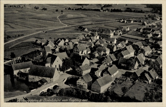 Ak Wilburgstetten in Midden-Franken, luchtfoto van Wilburgstetten, huizen en landschap, nmoti