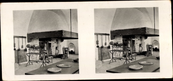 Stereo room image photo Beautiful home No. 3 Homburg Castle in the Rhineland, medieval kitchen