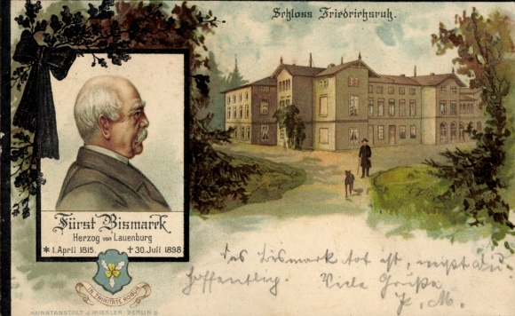 litho Friedrichsruh Aumühle Nedersaksen, Otto von Bismarck, hertog van Lauenburg, bondskanselier
