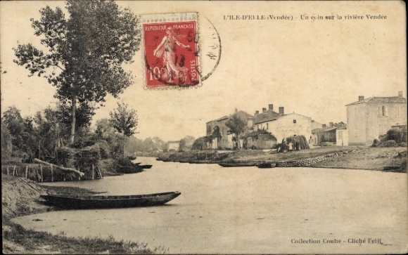 Postcard L'Ile-d'Elle Vendee, Un coin sur la riviere Vendee